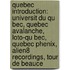 Quebec Introduction: Universit Du Qu Bec, Quebec Avalanche, Loto-Qu Bec, Quebec Phenix, Alien8 Recordings, Tour De Beauce