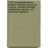 1783 Disestablishments: Thirteen Colonies, Colony Of Virginia, Crimean Khanate, Continental Marines, 1St Maryland Regiment by Books Llc