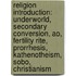 Religion Introduction: Underworld, Secondary Conversion, Ao, Fertility Rite, Prorrhesis, Kathenotheism, Sobo, Christianism