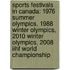 Sports Festivals In Canada: 1976 Summer Olympics, 1988 Winter Olympics, 2010 Winter Olympics, 2008 Iihf World Championship