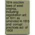 1914 Election Laws Of West Virginia, Including  Registration Act  Of 1911 As Amended In 1913 And  Corrupt Practices Act  Of 1908