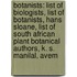 Botanists: List Of Biologists, List Of Botanists, Hans Sloane, List Of South African Plant Botanical Authors, K. S. Manilal, Avem