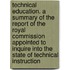 Technical Education. a Summary of the Report of the Royal Commission Appointed to Inquire Into the State of Technical Instruction