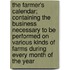 The Farmer's Calendar; Containing the Business Necessary to Be Performed on Various Kinds of Farms During Every Month of the Year
