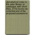 Alphabetical Index to the Astor Library; Or Catalogue, with Short Titles, of the Books Ow Collected and of the Proposed Accessions