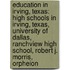 Education In Irving, Texas: High Schools In Irving, Texas, University Of Dallas, Ranchview High School, Robert J. Morris, Orpheion