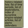 History-Related Lists: List Of Time Periods, List Of Explorations, Index Of Byzantine Empire-Related Articles, List Of Alamo Defenders by Source Wikipedia