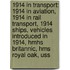 1914 In Transport: 1914 In Aviation, 1914 In Rail Transport, 1914 Ships, Vehicles Introduced In 1914, Hmhs Britannic, Hms Royal Oak, Uss