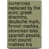 Currencies Replaced By The Euro: Greek Drachma, Deutsche Mark, Finnish Markka, Slovenian Tolar, Spanish Peseta, Irish Pound, Maltese Lira