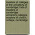Masters Of Colleges Of The University Of Cambridge: Lists Of Masters Of Cambridge University Colleges, Masters Of Christ's College, Cambridge