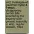 Veto Messages of Governor Myron T. Herrick; Disapproving Certain Bills Enacted by the Seventy-Sixth General Assembly of Ohio, Regular Session, 1904