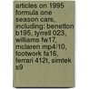 Articles On 1995 Formula One Season Cars, Including: Benetton B195, Tyrrell 023, Williams Fw17, Mclaren Mp4/10, Footwork Fa16, Ferrari 412T, Simtek S9 by Hephaestus Books