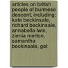 Articles On British People Of Burmese Descent, Including: Kate Beckinsale, Richard Beckinsale, Annabella Lwin, Zienia Merton, Samantha Beckinsale, Get door Hephaestus Books