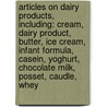 Articles On Dairy Products, Including: Cream, Dairy Product, Butter, Ice Cream, Infant Formula, Casein, Yoghurt, Chocolate Milk, Posset, Caudle, Whey by Hephaestus Books