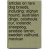 Articles On Rare Dog Breeds, Including: Afghan Hound, Australian Dingo, Catahoula Cur, Icelandic Sheepdog, Airedale Terrier, Swedish Vallhund, Mexican by Hephaestus Books