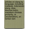 Articles On Slang By Language, Including: Malakas, Indonesian Slang, Dres, Klezmer-Loshn, Mandarin Chinese Profanity, Re (Exclamation), Sri Lankan Tam door Hephaestus Books