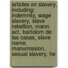 Articles On Slavery, Including: Indemnity, Wage Slavery, Slave Rebellion, Mann Act, Bartolom De Las Casas, Slave Name, Manumission, Sexual Slavery, He door Hephaestus Books