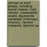 Articles On Tamil People, Including: Kamal Haasan, Mani Ratnam, Viswanathan Anand, Dayananda Saraswati (Chinmaya Mission), Ramana Maharshi, Lakshmi Sa by Hephaestus Books