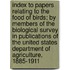 Index to Papers Relating to the Food of Birds; By Members of the Biological Survey in Publications of the United States Department of Agriculture, 1885-1911