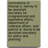 Nominations of Thomas E. Harvey to Be Assistant Secretary for Congressional and Legislative Affairs, Department of Veterans Affairs, and Patrick W. Dunne to Be Assistant Secretary for Policy and Planning by United States Congress Senate