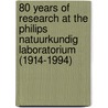 80 Years of Research at the Philips Natuurkundig Laboratorium (1914-1994) door Marc J. de Vries
