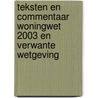 TEKSTEN EN COMMENTAAR WONINGWET 2003 EN VERWANTE WETGEVING door J. in 'T. Hout