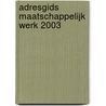 ADRESGIDS MAATSCHAPPELIJK WERK 2003 door Onbekend