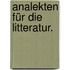 Analekten für die Litteratur.
