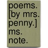 Poems. [by Mrs. Penny.] Ms. Note. door Anne Penny