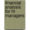 Financial Analysis For Hr Managers by Steven M. Director