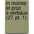 M Moires Et Proc S-verbaux (27, Pt. 1)