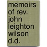 Memoirs of Rev. John Leighton Wilson D.D. door Hampden C. Dubose