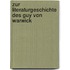 Zur Literaturgeschichte Des Guy Von Warwick