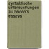 Syntaktische Untersuchungen Zu Bacon's Essays