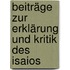 Beiträge Zur Erklärung Und Kritik Des Isaios
