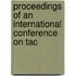 Proceedings Of An International Conference On Tac