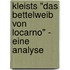 Kleists "Das Bettelweib von Locarno" - eine Analyse