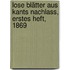 Lose Blätter aus Kants Nachlass, Erstes Heft, 1869