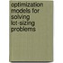 Optimization Models for Solving Lot-Sizing Problems