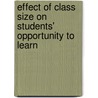 Effect of class size on students' opportunity to learn door Paul Mupa