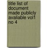 Title List of Document Made Publicly Avaliable Vol1 No 4 by U.S. Nuclear Regulatory Commission