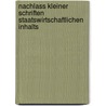 Nachlass Kleiner Schriften staatswirtschaftlichen Inhalts door J. Hoffmann
