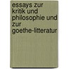 Essays Zur Kritik Und Philosophie Und Zur Goethe-litteratur door Robert Springer