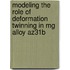 Modeling The Role Of Deformation Twinning In Mg Alloy Az31b