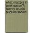 What Matters in Jane Austen?: Twenty Crucial Puzzles Solved