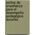 Estilos de Enseñanza para el Desempeño Pedagógico Docente