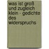 Was ist groß und zugleich klein - Gedichte des Widerspruchs