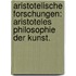 Aristotelische Forschungen: Aristoteles Philosophie der Kunst.