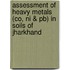 Assessment of Heavy Metals (Co, Ni & Pb) in Soils of Jharkhand