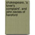 Shakespeare, 'a Lover's Complaint', And John Davies Of Hereford